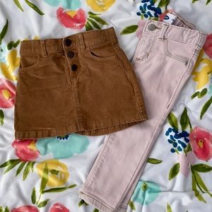 Old Navy Jean Leggings + Corduroy Skirt